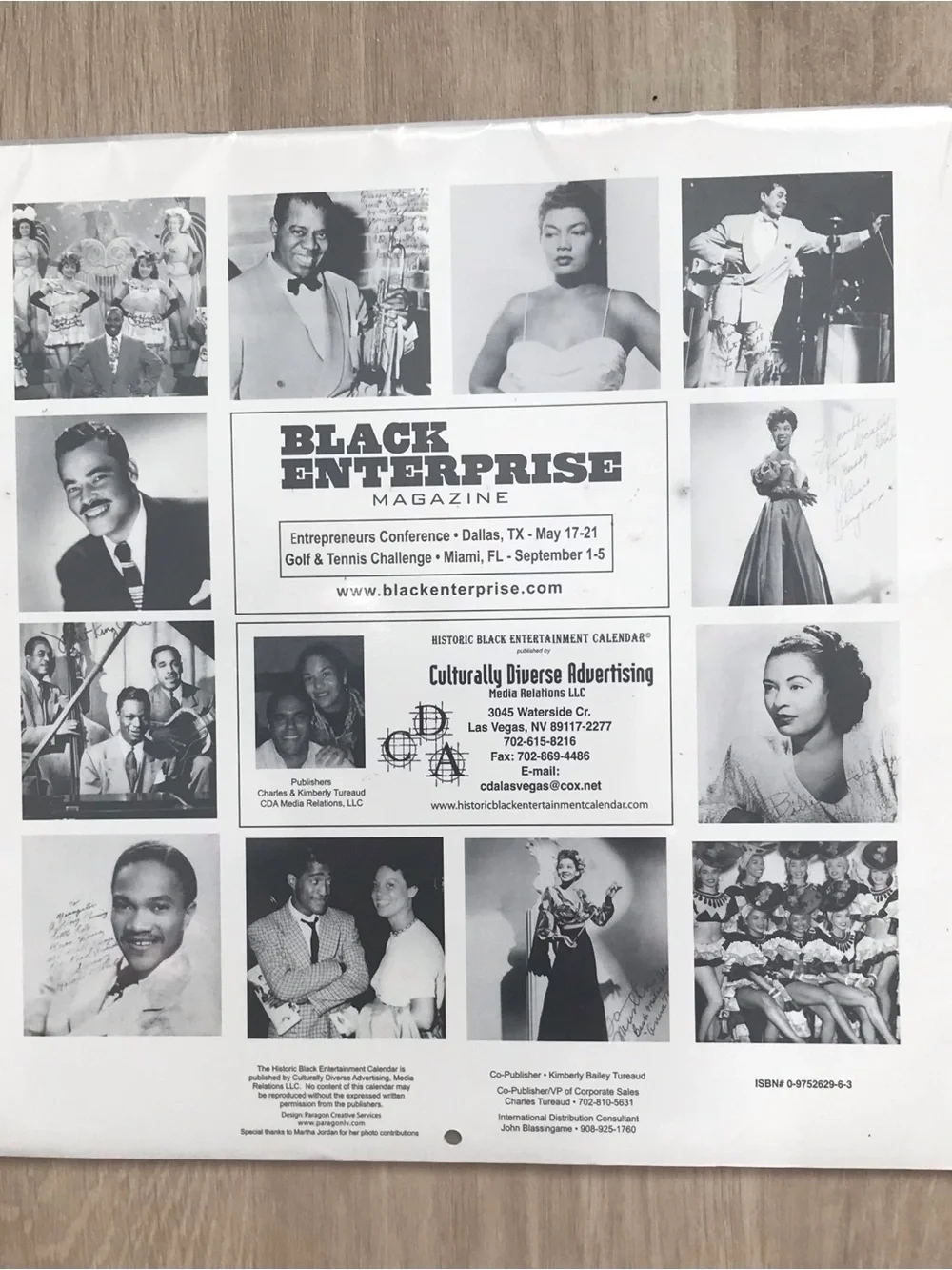 VTG HISTORIC BLACK ENTERTAINMENT 2006 CALENDAR - BLACK ENTERPRISE MAGAZINE - NEW